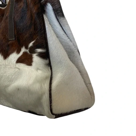 Maurizio Taiuti Cowhide Tote in White and Brown with Dark Brown Trim - Picture 7 of 13